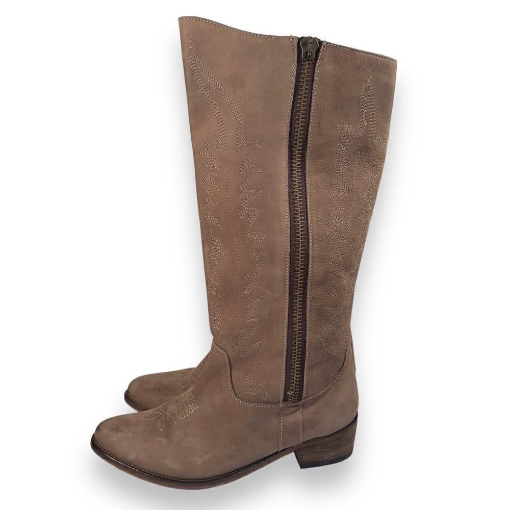 Steve Madden Graced Western Style Leather Knee High Boots Brown‎ Women's 10M